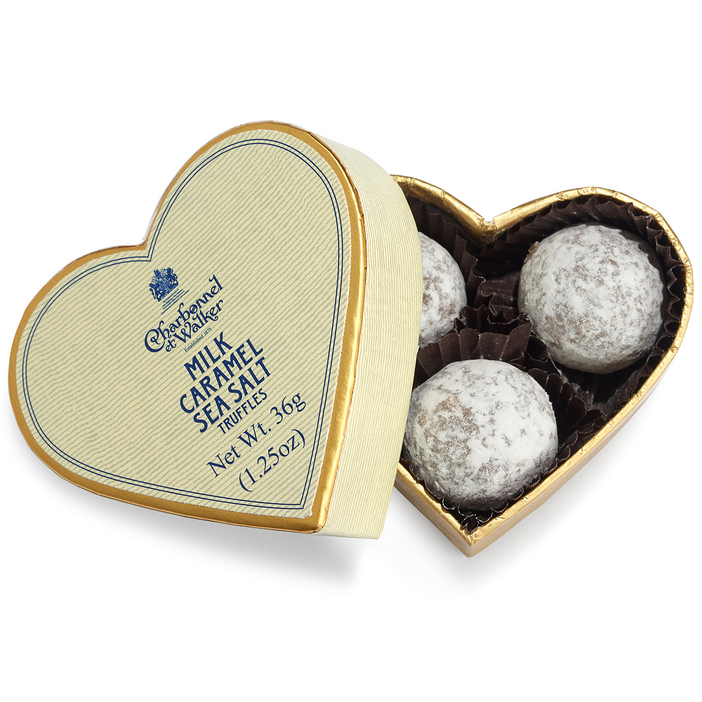 Milk Sea Salt Caramel Chocolate Truffles – Cream Mini Heart - Image 2