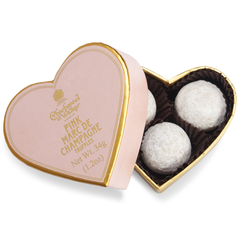 Pink Marc de Champagne Chocolate Truffles – Pink Mini Heart - Image 2