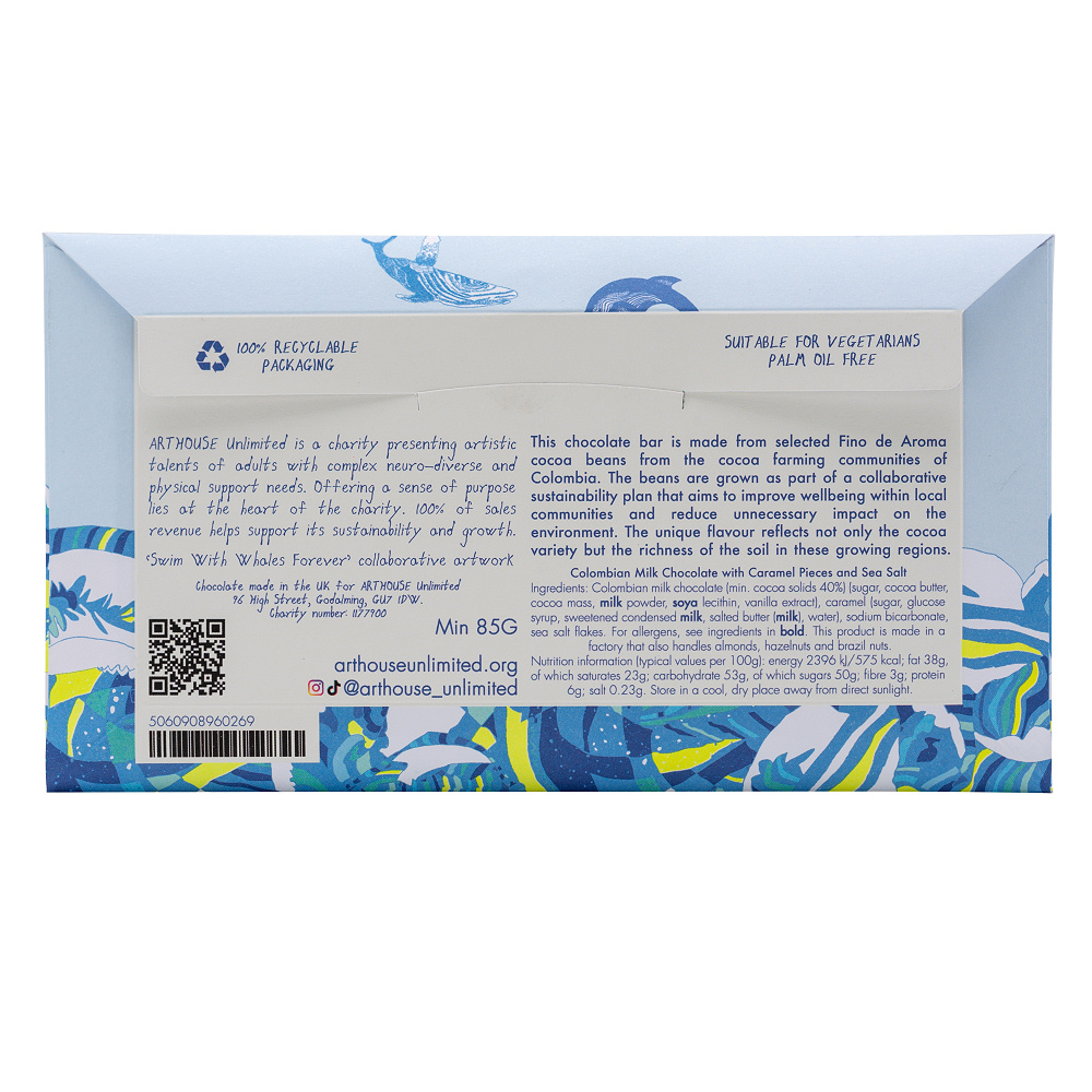 Arthouse Chocolate, Swim with Whales Milk Chocolate with Caramel and Sea Salt - Image 2