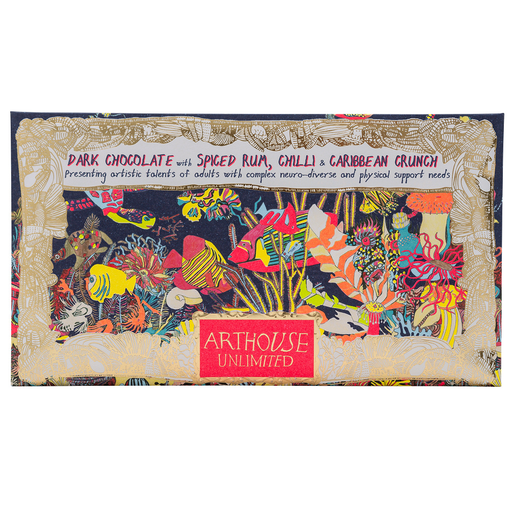 Arthouse Chocolate, Angels of The Deep Dark Chocolate with Spiced Rum, Chilli & Caribbean Crunch