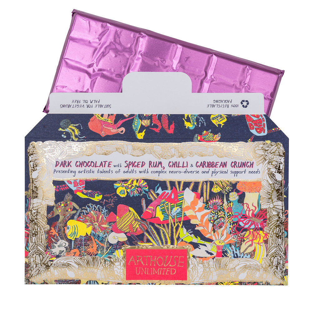 Arthouse Chocolate, Angels of The Deep Dark Chocolate with Spiced Rum, Chilli & Caribbean Crunch - Image 3