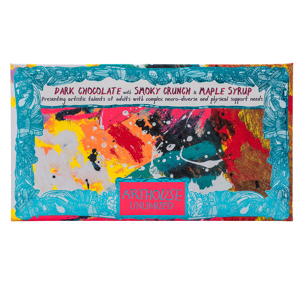 Arthouse Chocolate, Adventurous Dark Chocolate with Smoky Crunch and Maple Syrup