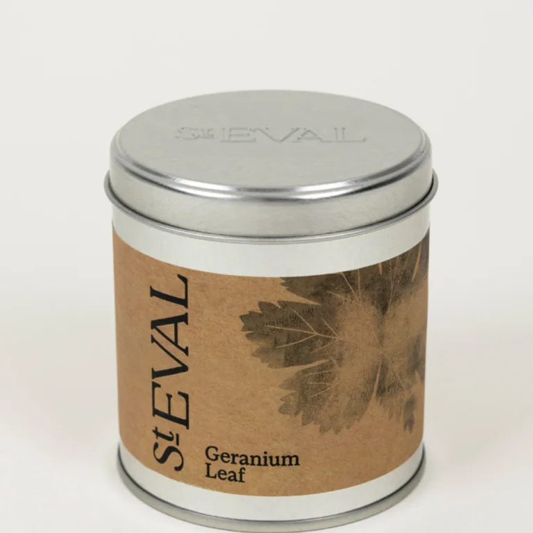 St Eval Geranium Leaf Tin Candle